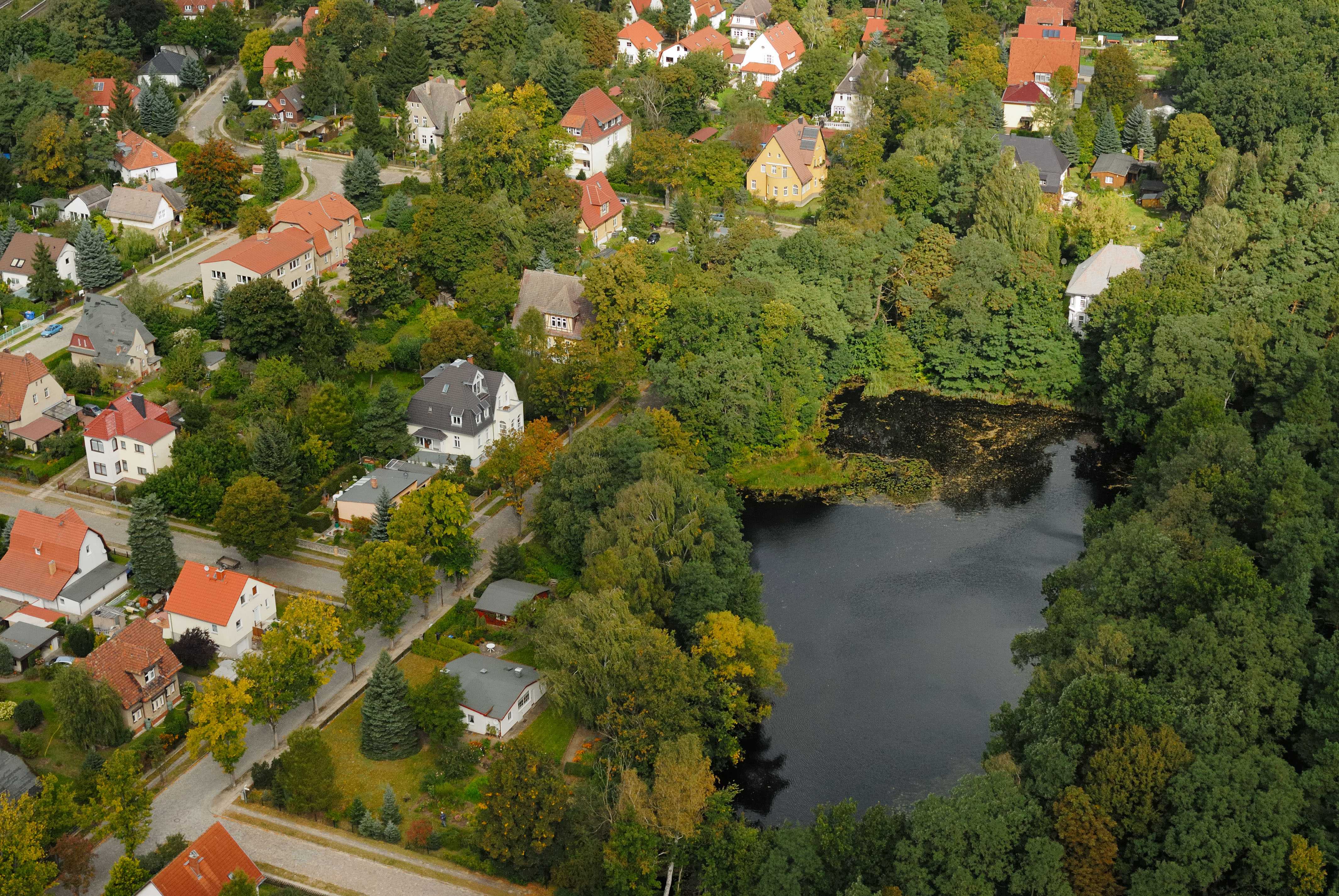 Luftbild vom Hubertussee in Borgsdorf