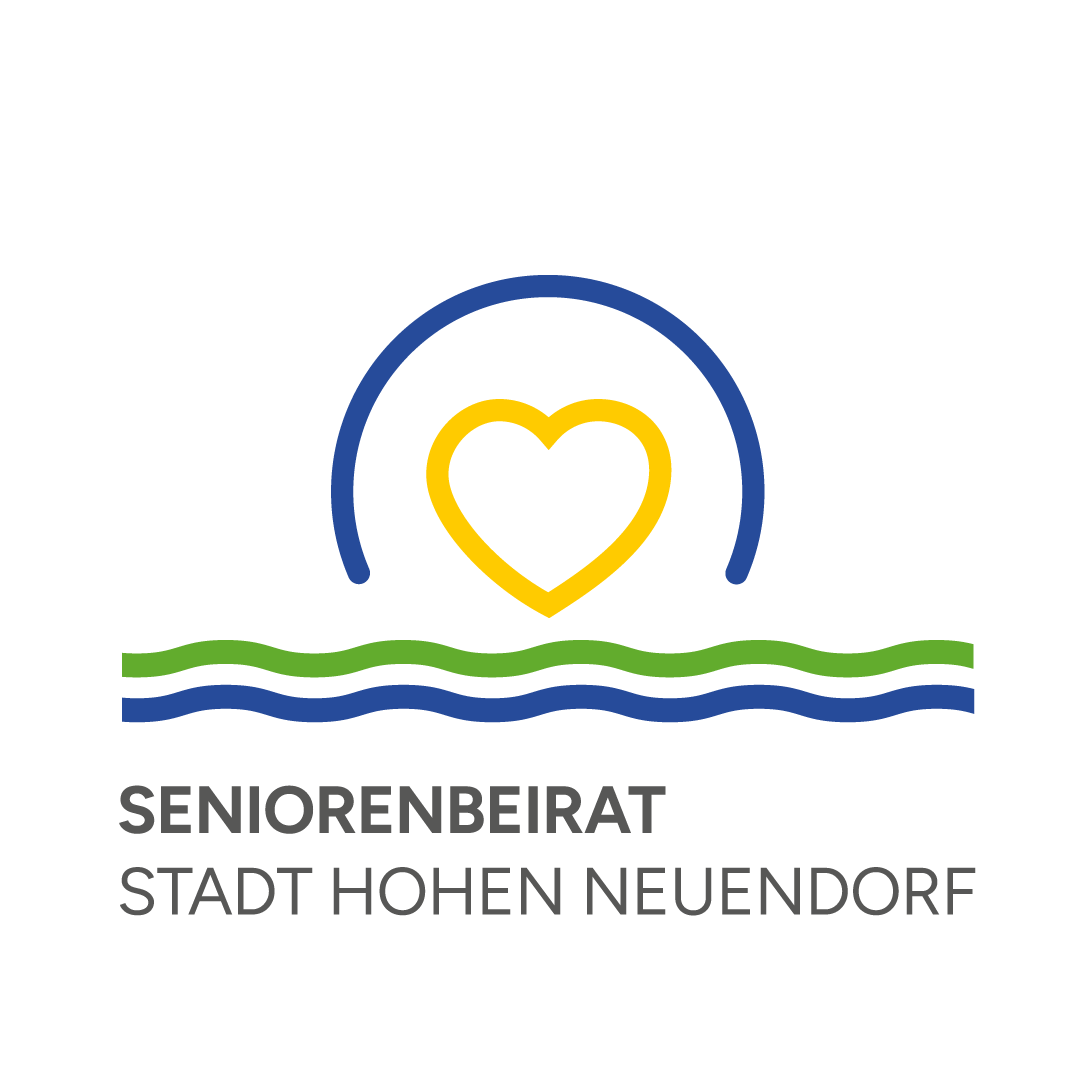 Logo Seniorenbeirat ein Herzsymbol umschlossen von einem Kreis über die Welle des Stadtlogos