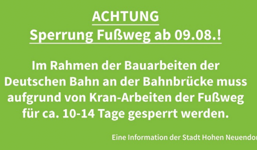 Infobanner Sperrung Gehweg