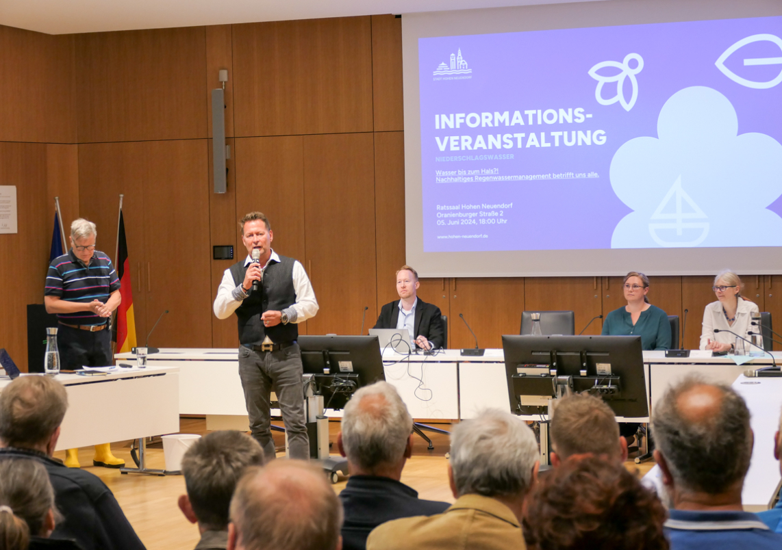 Informationsveranstaltung zum Thema Regenwassermanagement in Hohen Neuendorf.