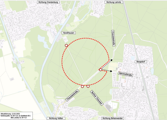 Ansicht des Sperrkreises am 17.02. in Borgsdorf.