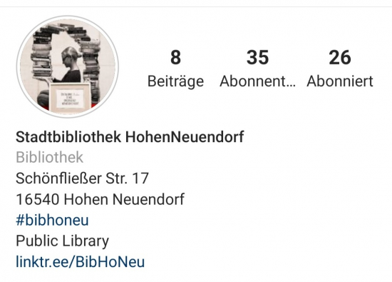 Instagram Kanal der Bibliotheken