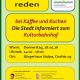 bei Kaffee und Kuchen; Die Stand informiert zum Kulturbahnhof